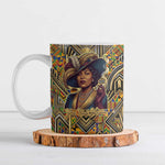 Zora Neale Hurston Ceramic Mug Bold Kente and Art Deco Pattern - I Am Not Tragically Colored - African Pride