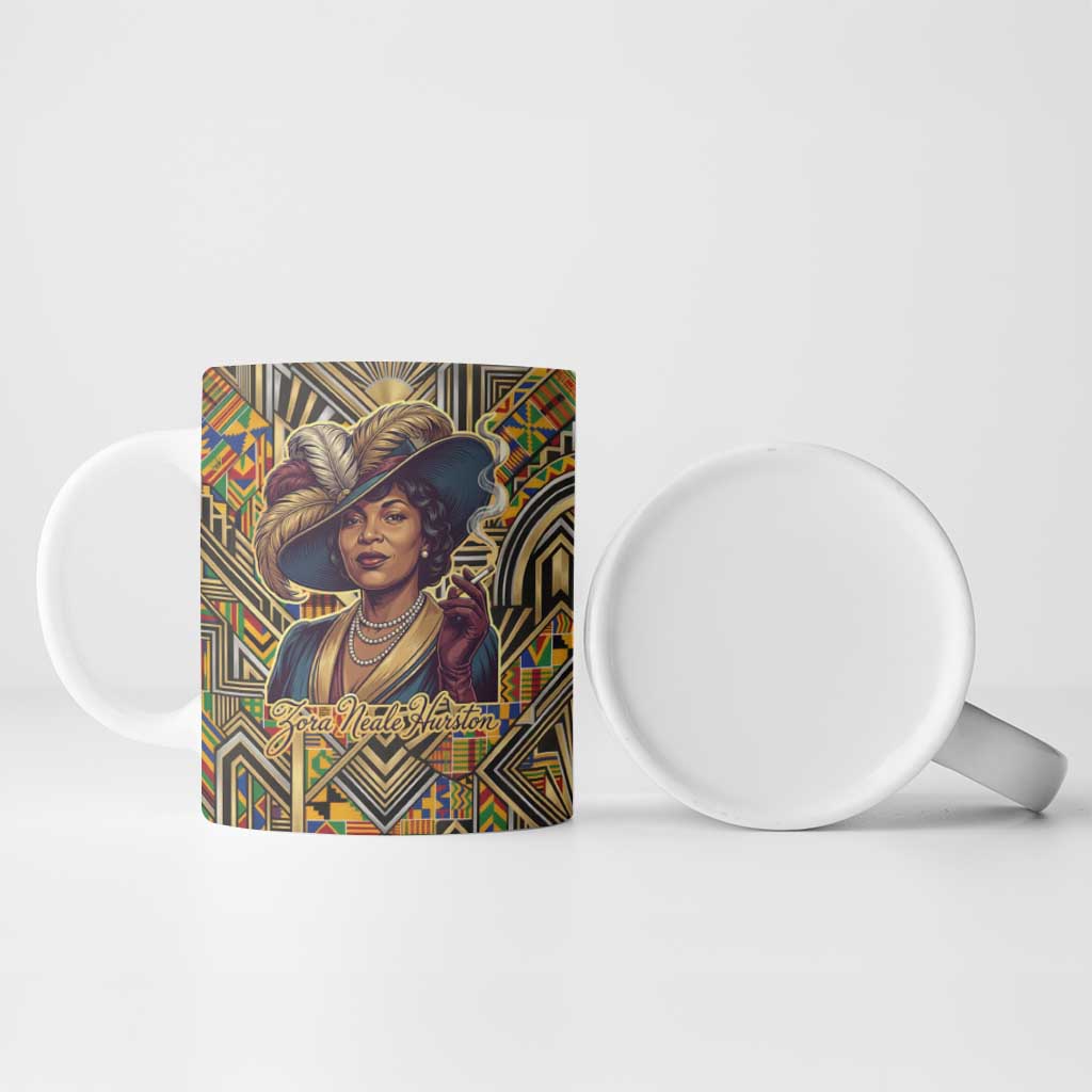 Zora Neale Hurston Ceramic Mug Bold Kente and Art Deco Pattern - I Am Not Tragically Colored - African Pride
