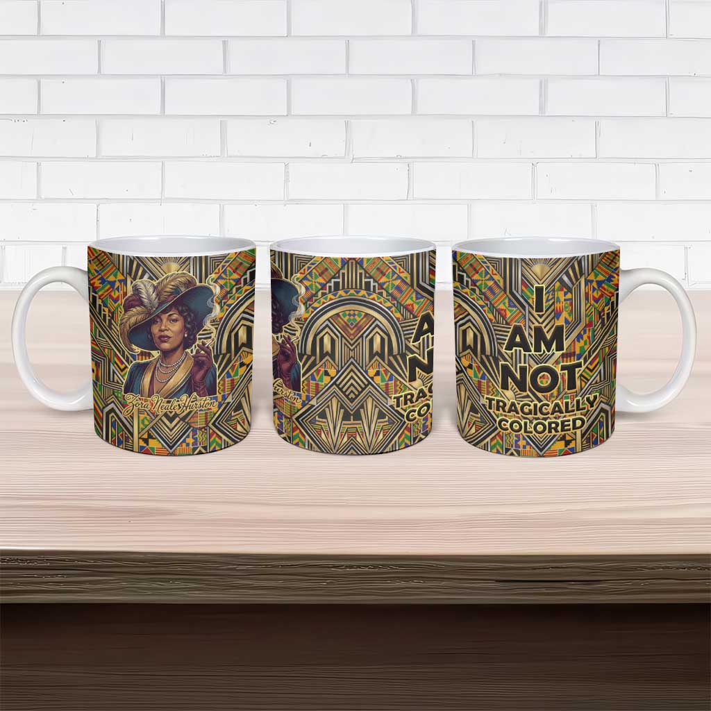Zora Neale Hurston Ceramic Mug Bold Kente and Art Deco Pattern - I Am Not Tragically Colored - African Pride
