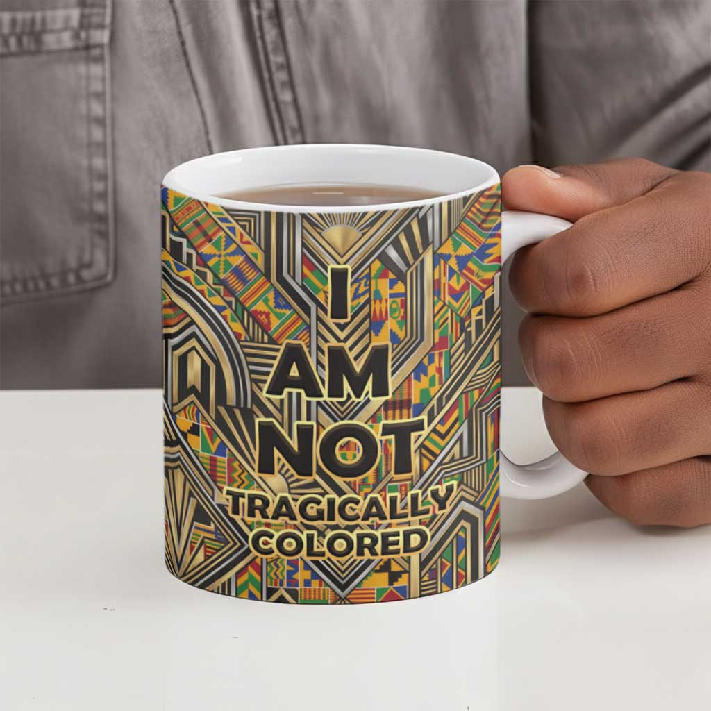 Zora Neale Hurston Ceramic Mug Bold Kente and Art Deco Pattern - I Am Not Tragically Colored - African Pride