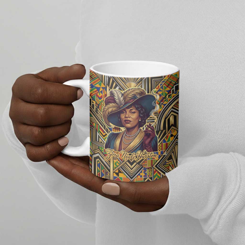Zora Neale Hurston Ceramic Mug Bold Kente and Art Deco Pattern - I Am Not Tragically Colored - African Pride