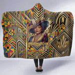 Zora Neale Hurston Hooded Blanket Bold Kente and Art Deco Pattern - I Am Not Tragically Colored - African Pride