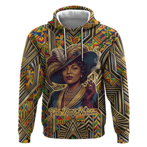 Zora Neale Hurston Hoodie Bold Kente and Art Deco Pattern - I Am Not Tragically Colored - African Pride