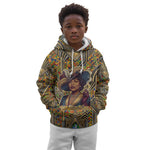 Zora Neale Hurston Kid Hoodie Bold Kente and Art Deco Pattern - I Am Not Tragically Colored - African Pride