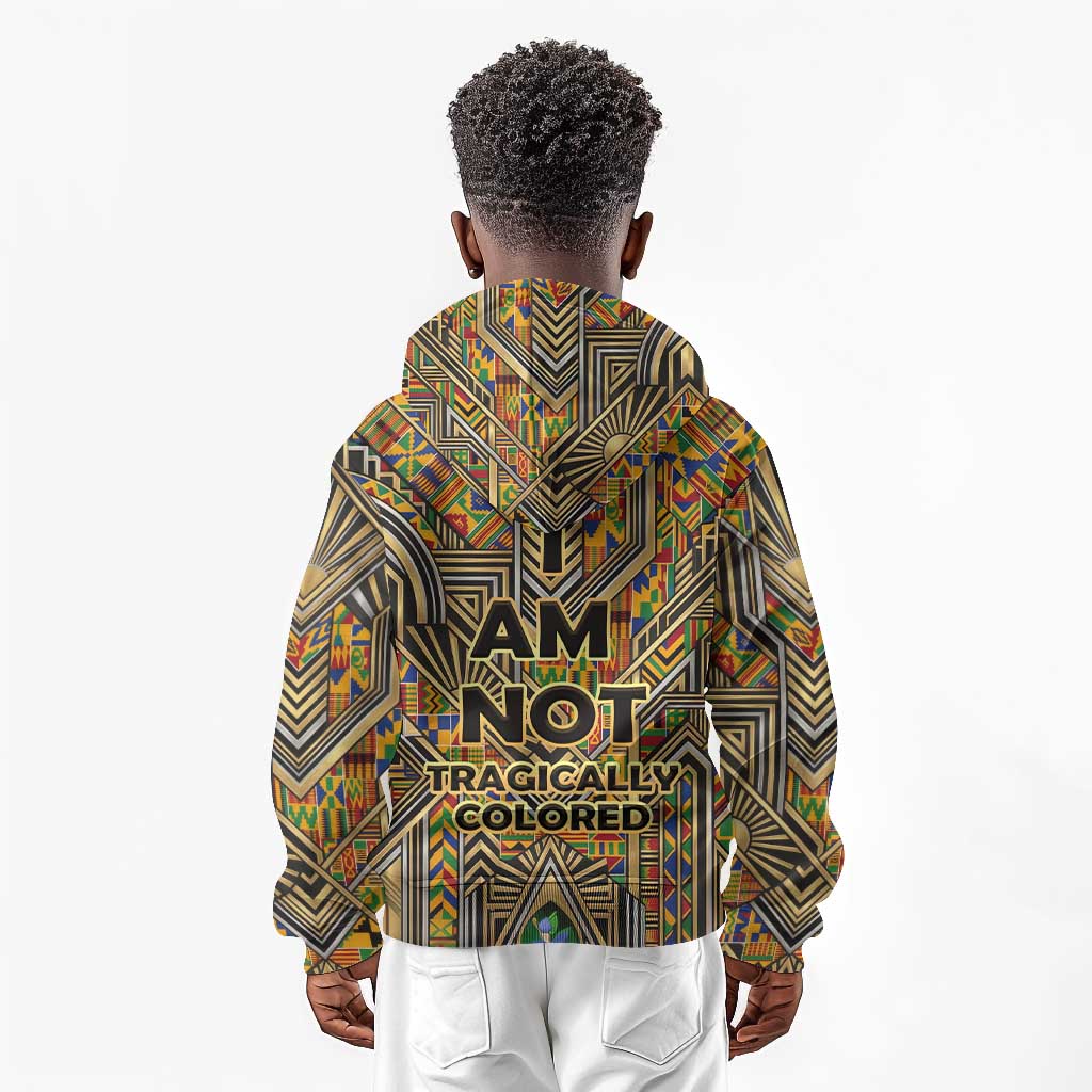 Zora Neale Hurston Kid Hoodie Bold Kente and Art Deco Pattern - I Am Not Tragically Colored - African Pride