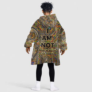 Zora Neale Hurston Kid Wearable Blanket Hoodie Bold Kente and Art Deco Pattern - I Am Not Tragically Colored - African Pride