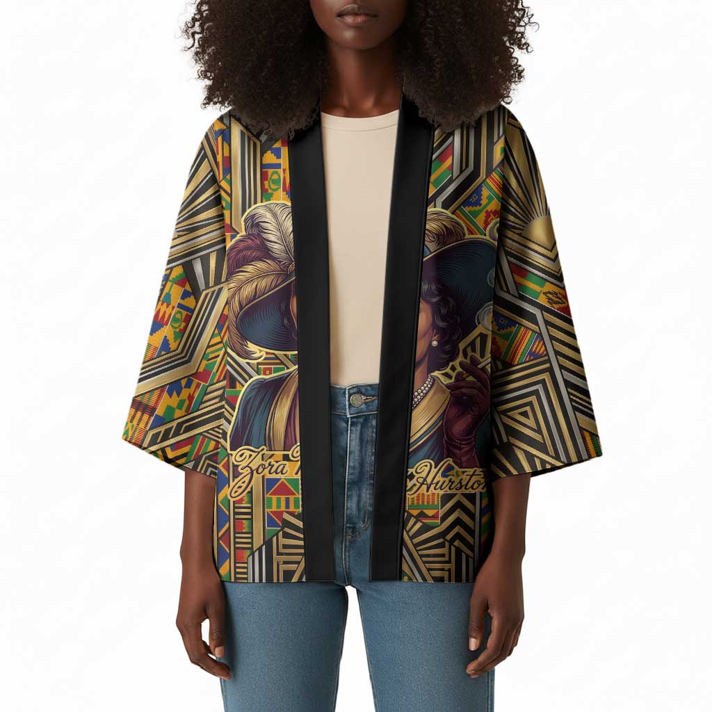 Zora Neale Hurston Kimono Bold Kente and Art Deco Pattern - I Am Not Tragically Colored - African Pride