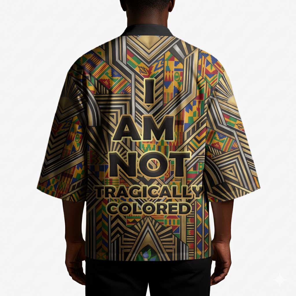 Zora Neale Hurston Kimono Bold Kente and Art Deco Pattern - I Am Not Tragically Colored - African Pride