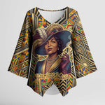 Zora Neale Hurston Kimono Sleeve Blouse Bold Kente and Art Deco Pattern - I Am Not Tragically Colored - African Pride