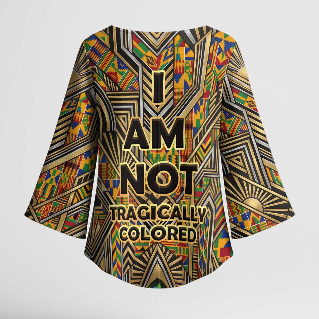 Zora Neale Hurston Kimono Sleeve Blouse Bold Kente and Art Deco Pattern - I Am Not Tragically Colored - African Pride
