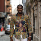 Zora Neale Hurston Long Sleeve Button Shirt Bold Kente and Art Deco Pattern - I Am Not Tragically Colored - African Pride