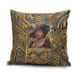 Zora Neale Hurston Pillow Cover Bold Kente and Art Deco Pattern - I Am Not Tragically Colored - African Pride