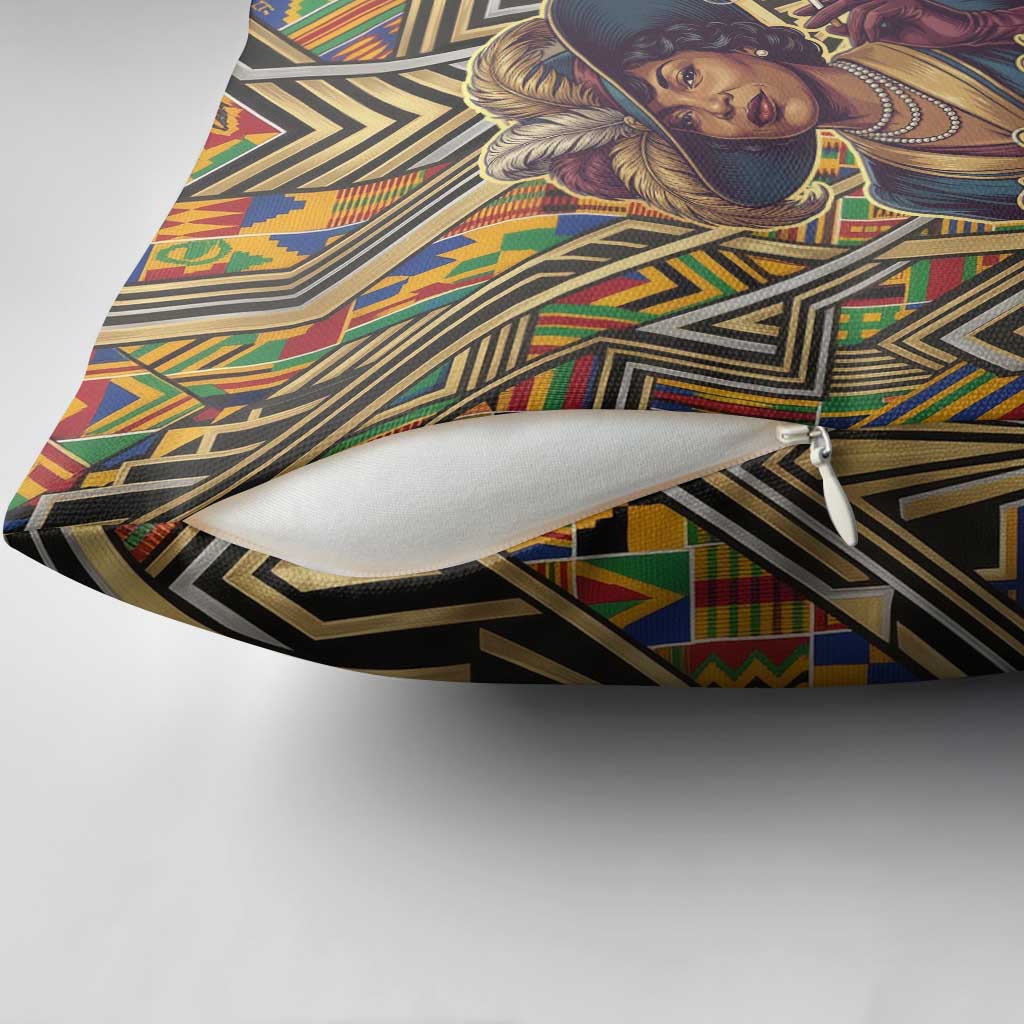 Zora Neale Hurston Pillow Cover Bold Kente and Art Deco Pattern - I Am Not Tragically Colored - African Pride