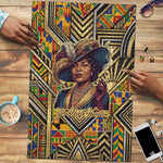 Zora Neale Hurston Puzzle Bold Kente and Art Deco Pattern - I Am Not Tragically Colored - African Pride