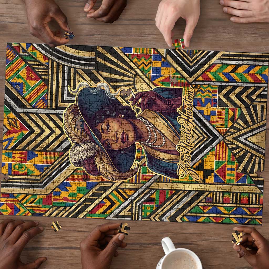 Zora Neale Hurston Puzzle Bold Kente and Art Deco Pattern - I Am Not Tragically Colored - African Pride