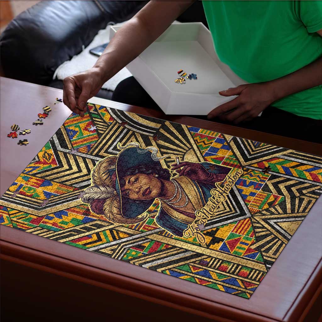Zora Neale Hurston Puzzle Bold Kente and Art Deco Pattern - I Am Not Tragically Colored - African Pride