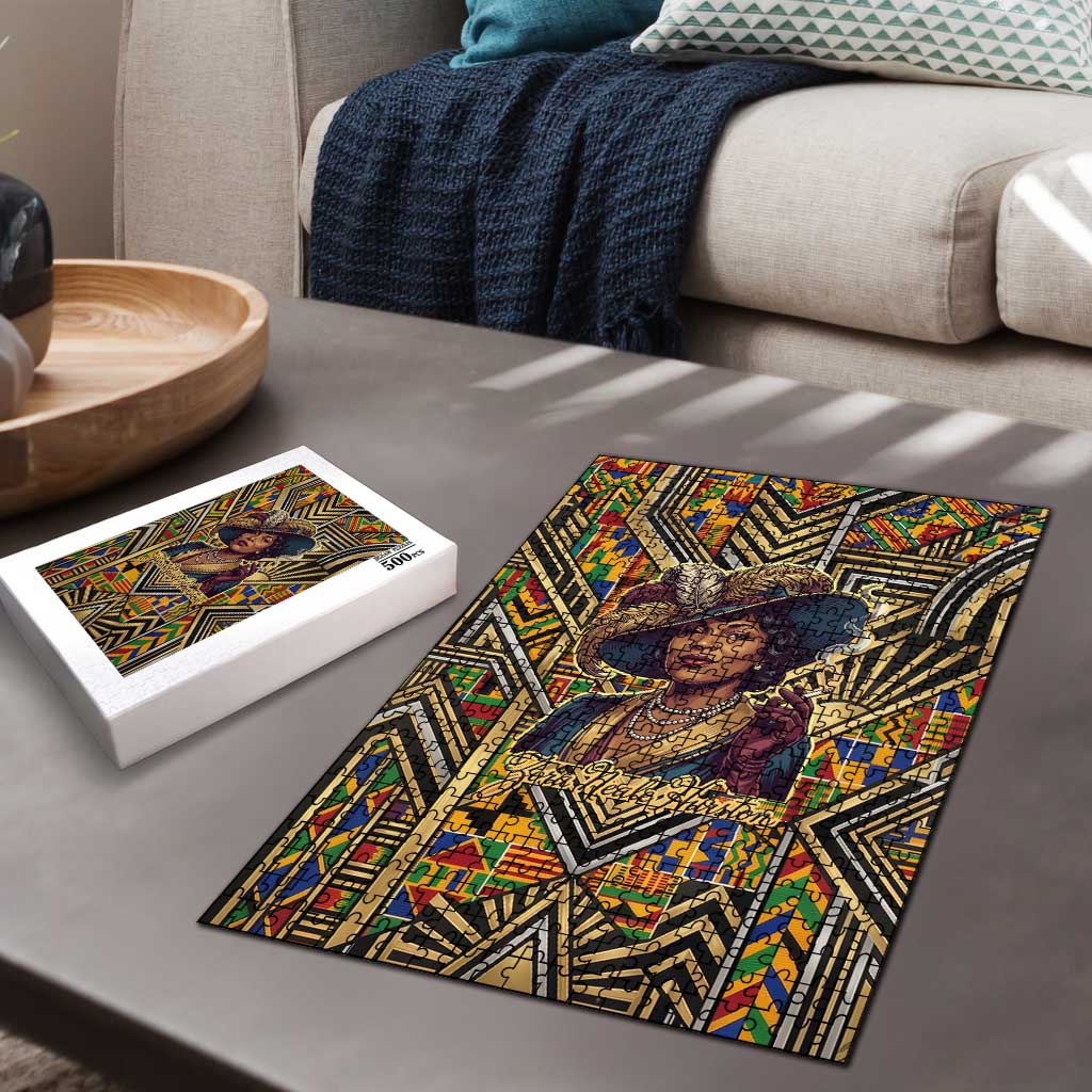 Zora Neale Hurston Puzzle Bold Kente and Art Deco Pattern - I Am Not Tragically Colored - African Pride