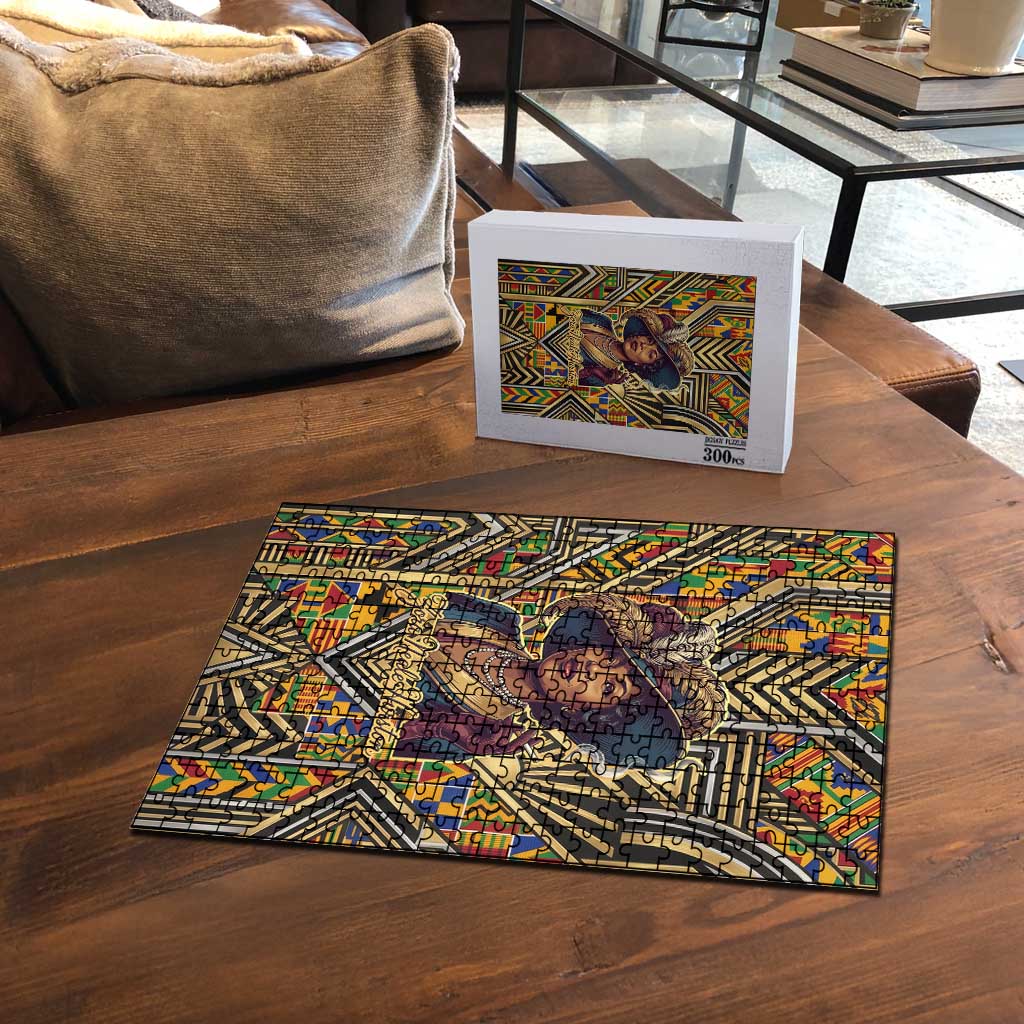 Zora Neale Hurston Puzzle Bold Kente and Art Deco Pattern - I Am Not Tragically Colored - African Pride