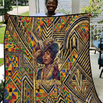 Zora Neale Hurston Quilt Bold Kente and Art Deco Pattern - I Am Not Tragically Colored - African Pride