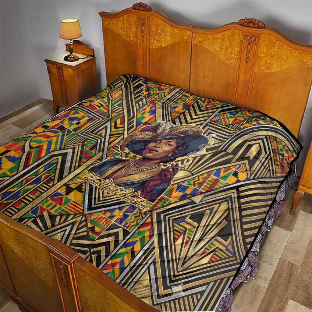 Zora Neale Hurston Quilt Bold Kente and Art Deco Pattern - I Am Not Tragically Colored - African Pride