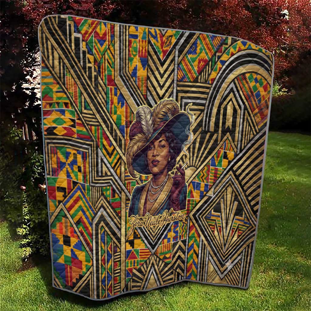 Zora Neale Hurston Quilt Bold Kente and Art Deco Pattern - I Am Not Tragically Colored - African Pride