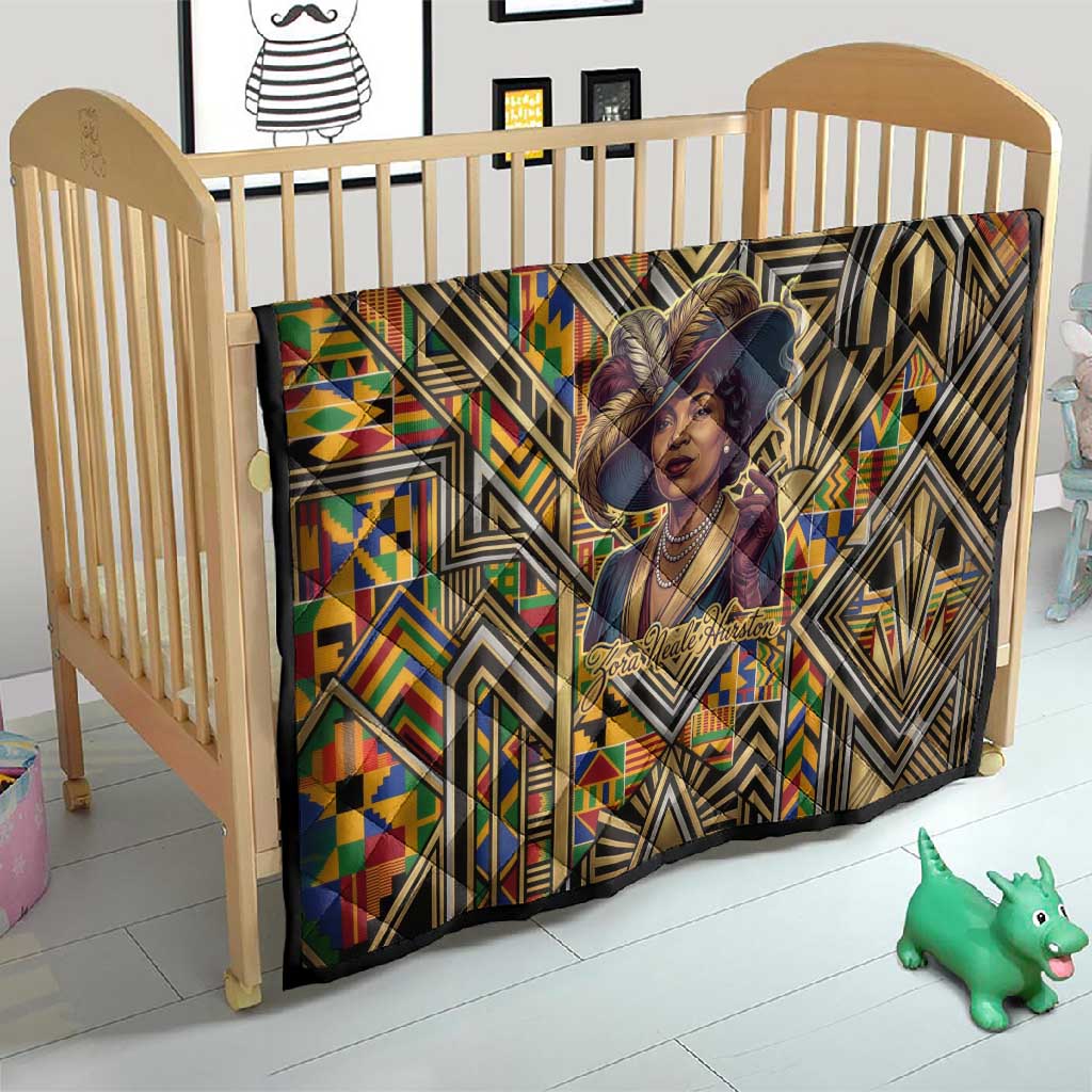 Zora Neale Hurston Quilt Bold Kente and Art Deco Pattern - I Am Not Tragically Colored - African Pride