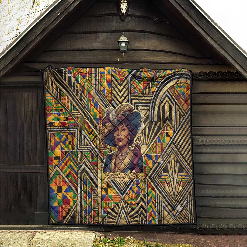 Zora Neale Hurston Quilt Bold Kente and Art Deco Pattern - I Am Not Tragically Colored - African Pride