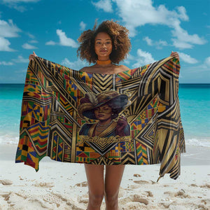 Zora Neale Hurston Sarong Bold Kente and Art Deco Pattern - I Am Not Tragically Colored - African Pride