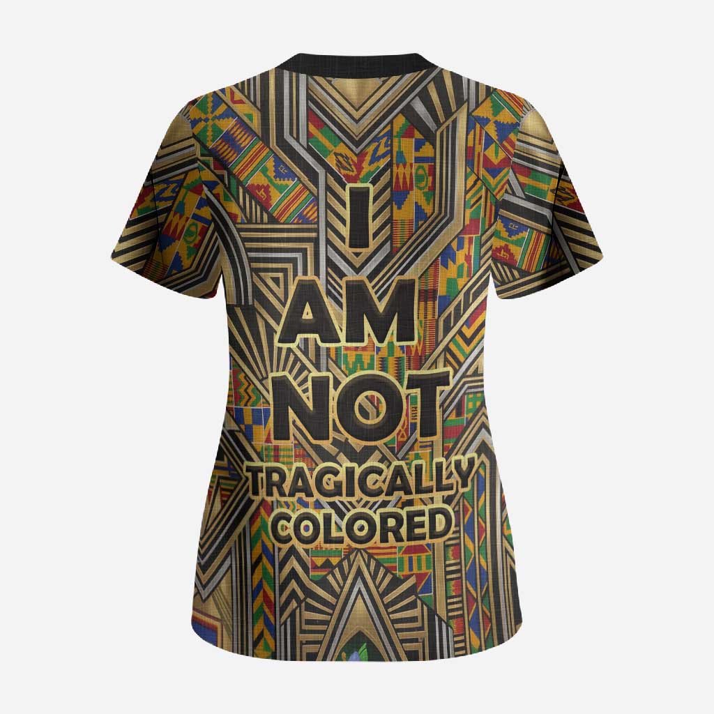 Zora Neale Hurston Scrub Top Bold Kente and Art Deco Pattern - I Am Not Tragically Colored - African Pride