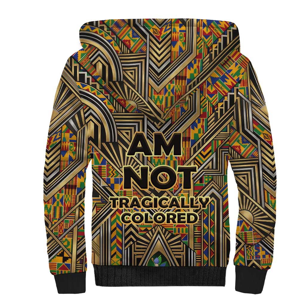 Zora Neale Hurston Sherpa Hoodie Bold Kente and Art Deco Pattern - I Am Not Tragically Colored - African Pride
