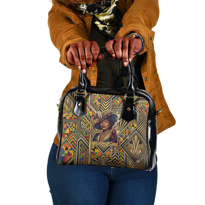 Zora Neale Hurston Shoulder Handbag Bold Kente and Art Deco Pattern - I Am Not Tragically Colored - African Pride