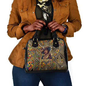 Zora Neale Hurston Shoulder Handbag Bold Kente and Art Deco Pattern - I Am Not Tragically Colored - African Pride