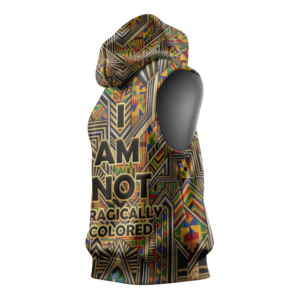 Zora Neale Hurston Sleeveless Hoodie Bold Kente and Art Deco Pattern - I Am Not Tragically Colored - African Pride