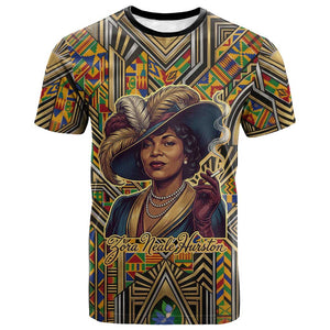 Zora Neale Hurston T shirt Bold Kente and Art Deco Pattern - I Am Not Tragically Colored - African Pride