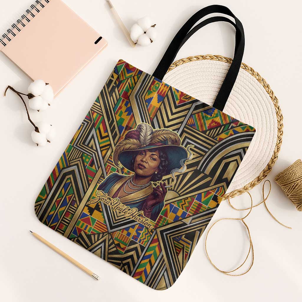 Zora Neale Hurston Tote Bag Bold Kente and Art Deco Pattern - I Am Not Tragically Colored - African Pride