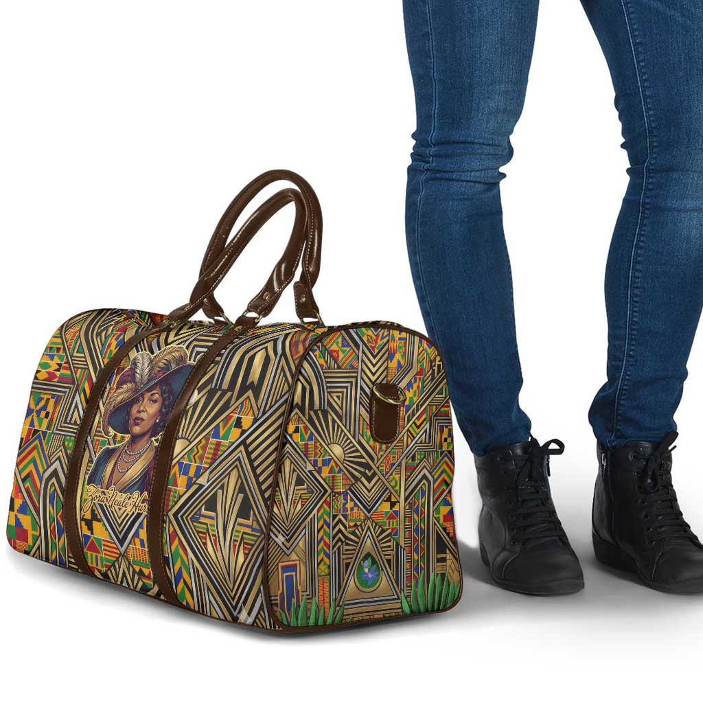 Zora Neale Hurston Travel Bag Bold Kente and Art Deco Pattern - I Am Not Tragically Colored - African Pride