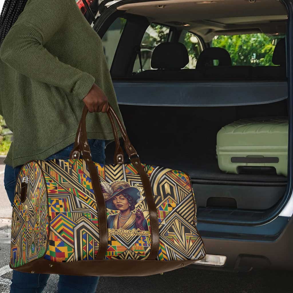 Zora Neale Hurston Travel Bag Bold Kente and Art Deco Pattern - I Am Not Tragically Colored - African Pride
