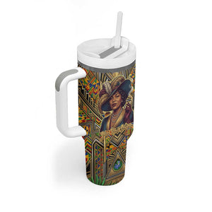 Zora Neale Hurston Tumbler With Handle Bold Kente and Art Deco Pattern - I Am Not Tragically Colored - African Pride