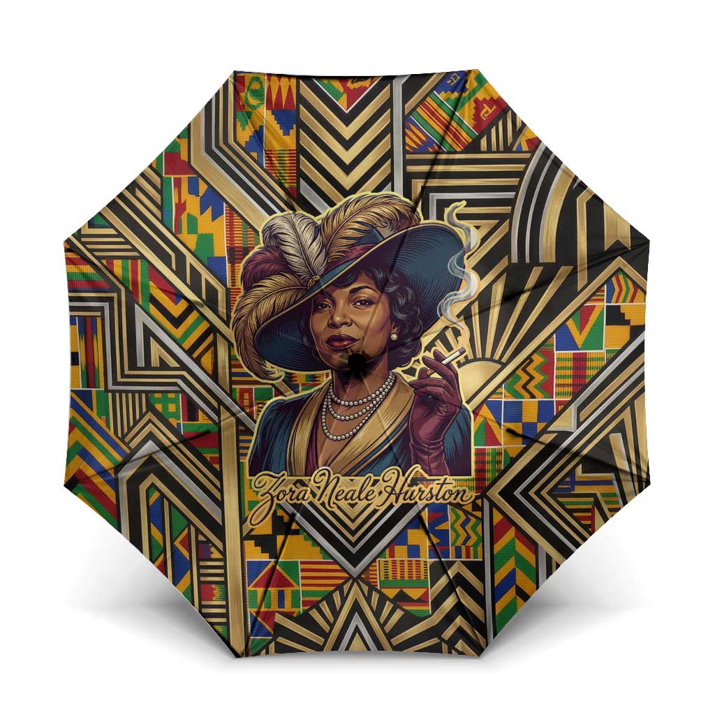 Zora Neale Hurston Umbrella Bold Kente and Art Deco Pattern - I Am Not Tragically Colored - African Pride