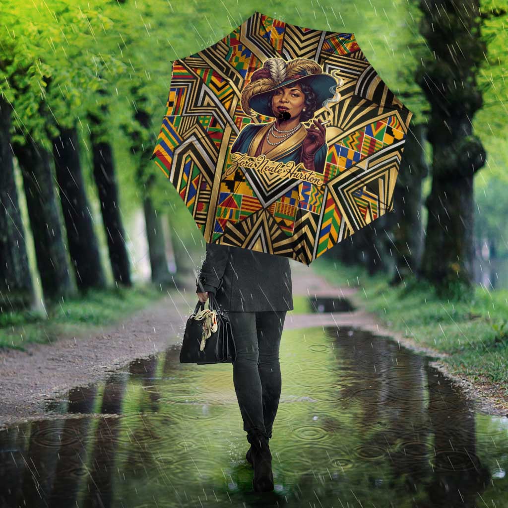 Zora Neale Hurston Umbrella Bold Kente and Art Deco Pattern - I Am Not Tragically Colored - African Pride