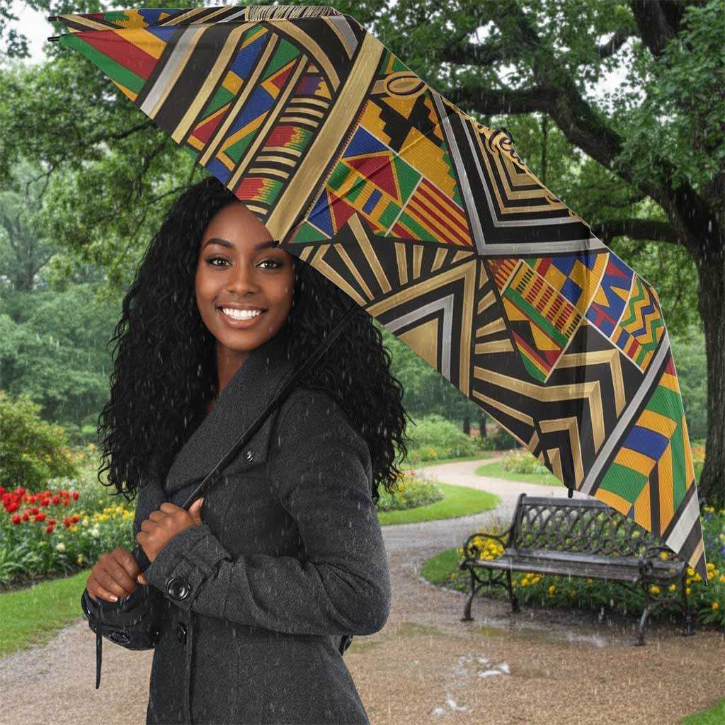 Zora Neale Hurston Umbrella Bold Kente and Art Deco Pattern - I Am Not Tragically Colored - African Pride