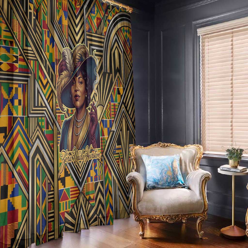 Zora Neale Hurston Window Curtain Bold Kente and Art Deco Pattern - I Am Not Tragically Colored - African Pride