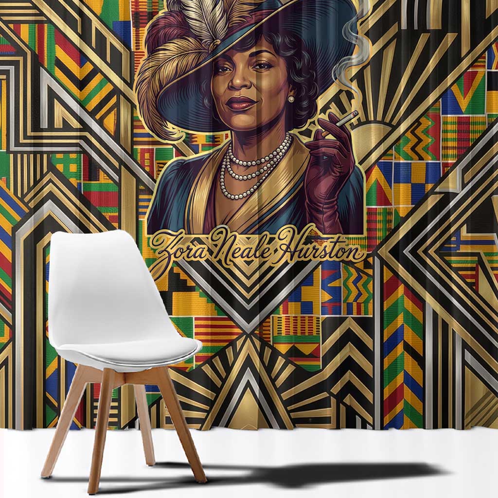 Zora Neale Hurston Window Curtain Bold Kente and Art Deco Pattern - I Am Not Tragically Colored - African Pride