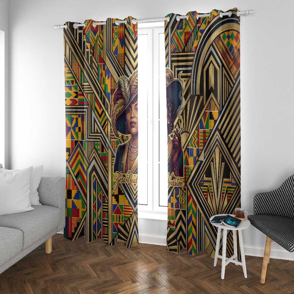 Zora Neale Hurston Window Curtain Bold Kente and Art Deco Pattern - I Am Not Tragically Colored - African Pride