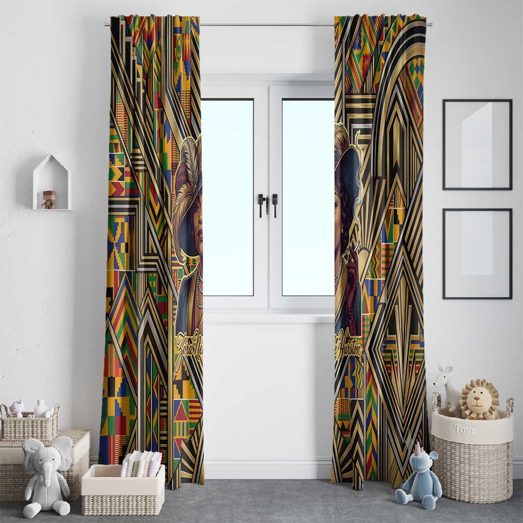Zora Neale Hurston Window Curtain Bold Kente and Art Deco Pattern - I Am Not Tragically Colored - African Pride
