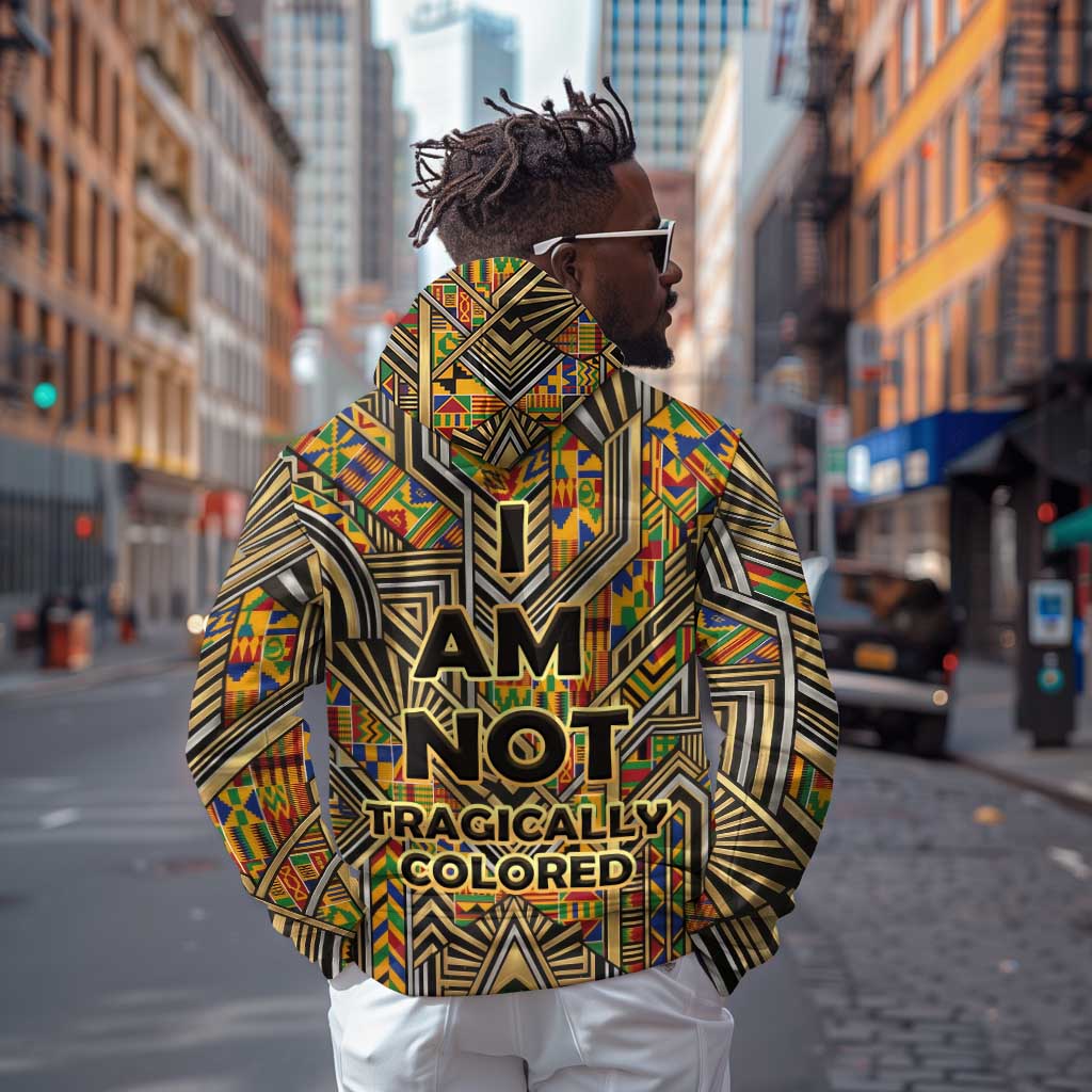 Zora Neale Hurston Zip Hoodie Bold Kente and Art Deco Pattern - I Am Not Tragically Colored - African Pride