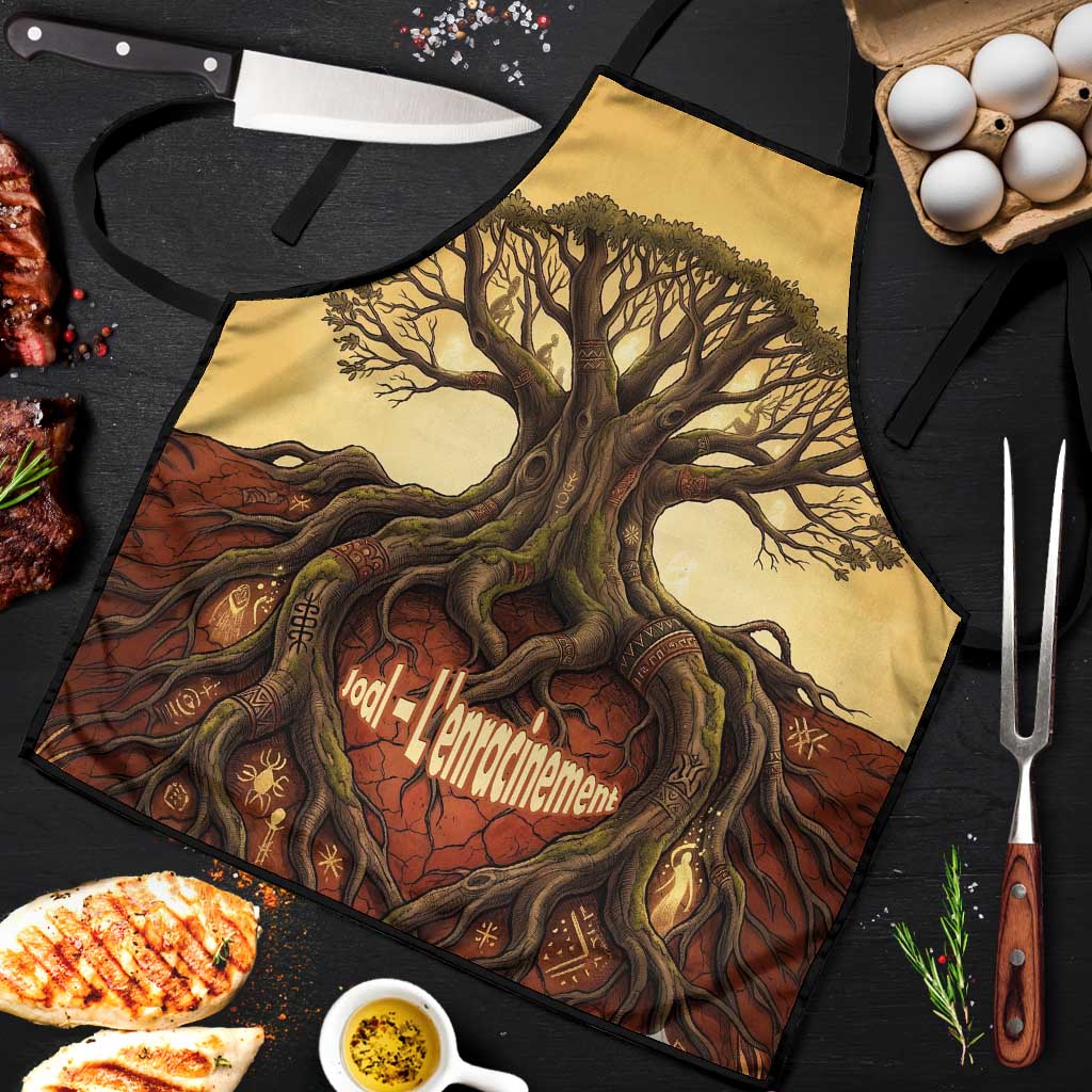 Léopold Sédar Senghor Apron Sacred Baobab Tree Design African Roots and Symbols Theme Negritude Movement - African Pride