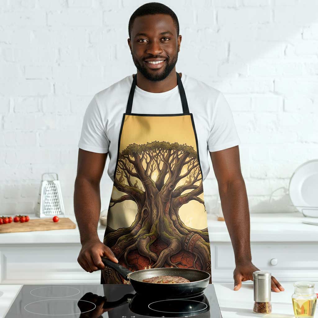 Léopold Sédar Senghor Apron Sacred Baobab Tree Design African Roots and Symbols Theme Negritude Movement - African Pride