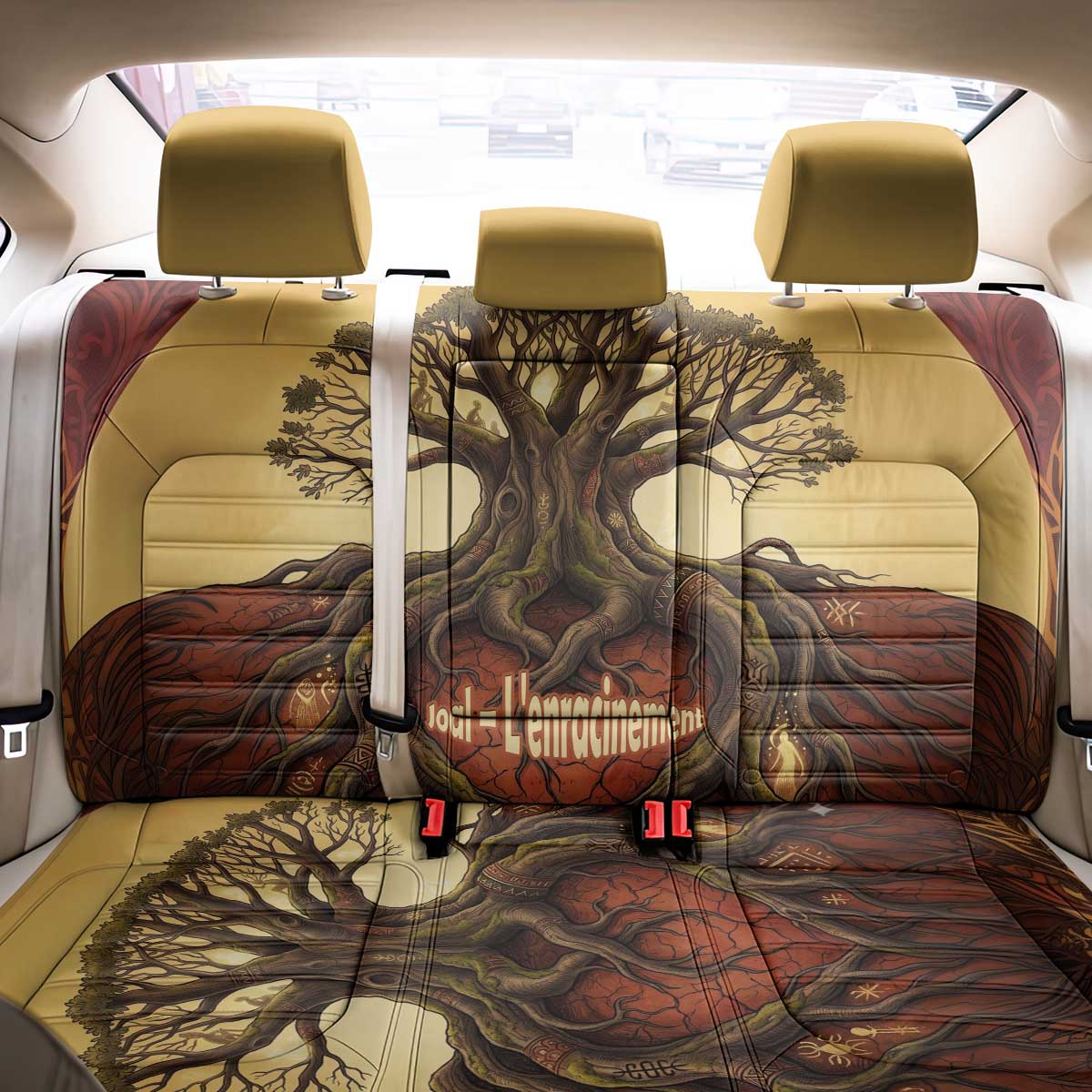 Léopold Sédar Senghor Back Car Seat Cover Sacred Baobab Tree Design African Roots and Symbols Theme Negritude Movement - African Pride