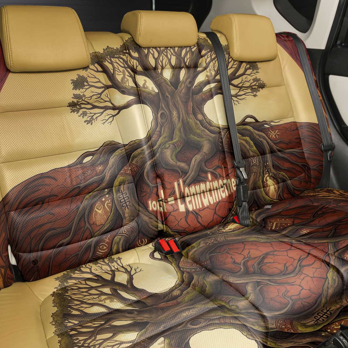 Léopold Sédar Senghor Back Car Seat Cover Sacred Baobab Tree Design African Roots and Symbols Theme Negritude Movement - African Pride